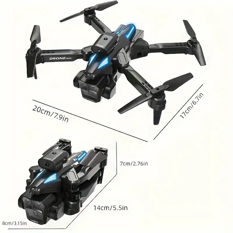 Minidron cuadricóptero plegable C10 con 3 cámaras ajustables: helicóptero de control remoto con vuelo estacionario automático para adultos con función de evasión inteligente.