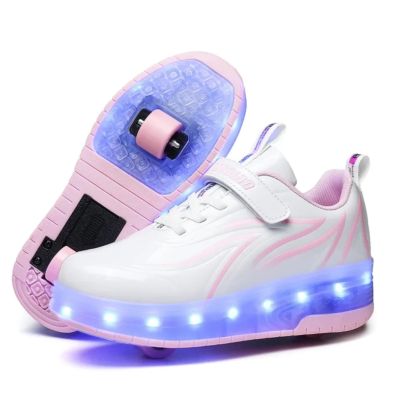 Venta al por mayor de zapatos de patinaje para hombres, mujeres y niños, zapatos para caminar con una sola rueda y luces LED de colores.