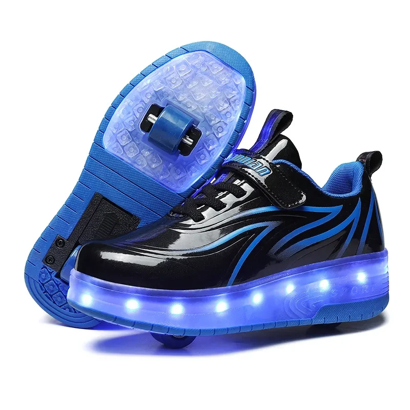 Venta al por mayor de zapatos de patinaje para hombres, mujeres y niños, zapatos para caminar con una sola rueda y luces LED de colores.