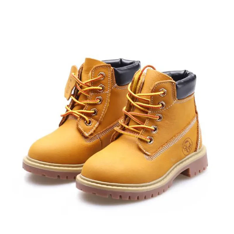 Botas Martin de cuero amarillo para niños, talla grande