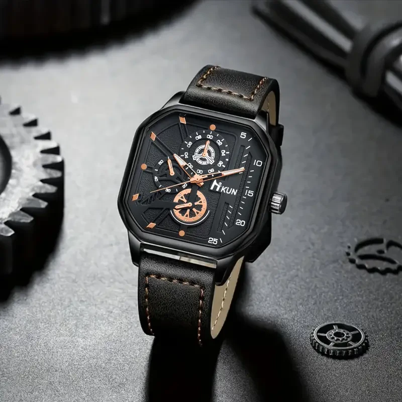 Conjunto de caja de regalo de reloj de cuarzo de tres piezas para hombre + ojos + perfume, lujo ligero y negocios de alta gama de moda, adecuado para regalos, regalos de cumpleaños y uso diario.