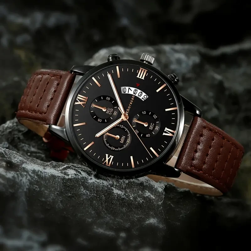 Juego de 8 relojes para hombre, cartera y caja de regalo, juego de 3 pulseras, reloj de moda, perfume, cinturón, tarjeta de felicitación, juego de regalo con luces de ambiente, ropa de viaje de negocios a la moda.
