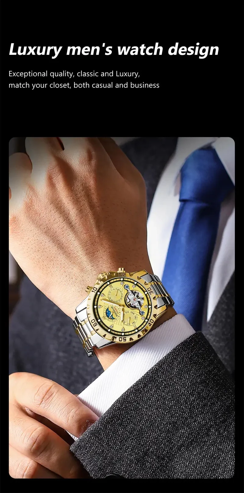 POEDAGAR Reloj mecánico automático de lujo Tourbillon Impermeable Luminoso Fecha Semana Reloj de pulsera para hombre Relojes de acero inoxidable para hombre