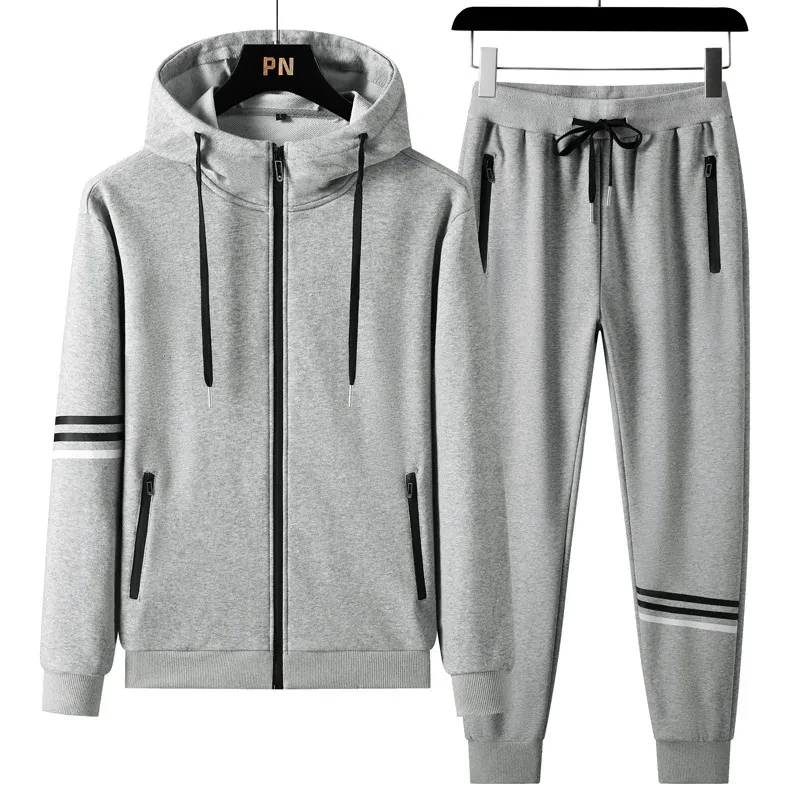 Conjunto de dos piezas de sudadera y pantalón deportivo informal de algodón puro con capucha para hombre
