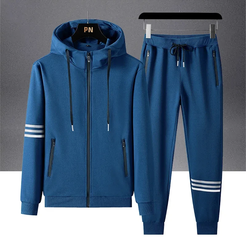 Conjunto de dos piezas de sudadera y pantalón deportivo informal de algodón puro con capucha para hombre