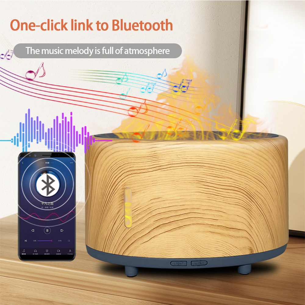 Humidificador de llama con control remoto Bluetooth y luz LED, humidificador de aromaterapia personalizado de 150 ml.