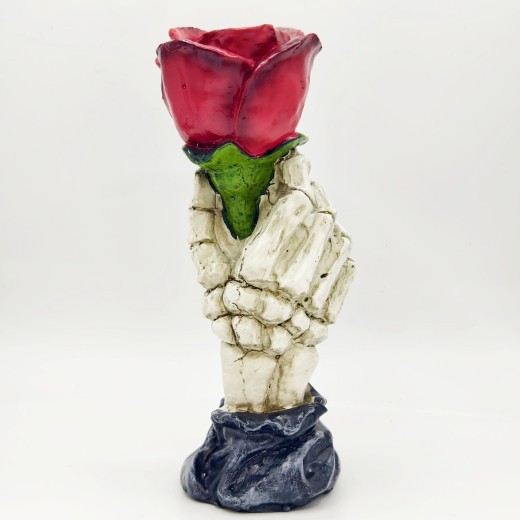 Adorno decorativo para el día de San Valentín, candelabro de mano con rosas, decoraciones de resina, decoración del hogar
