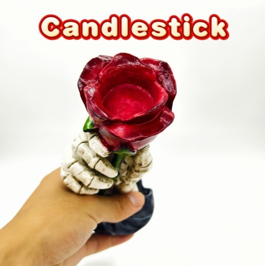Adorno decorativo para el día de San Valentín, candelabro de mano con rosas, decoraciones de resina, decoración del hogar