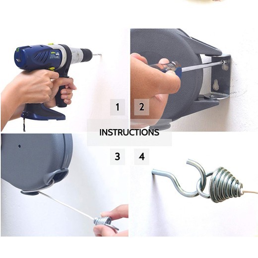 Tendedero perforado ajustable, telescópico, invisible, para balcón, interior y exterior, 12 metros