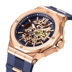 Relojes casuales de moda para hombre con correa de silicona de acero fino