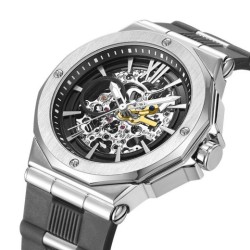 Relojes casuales de moda para hombre con correa de silicona de acero fino