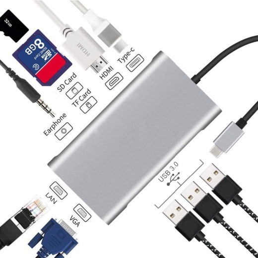 Base de expansión diez en uno USB tipo C a HDMI