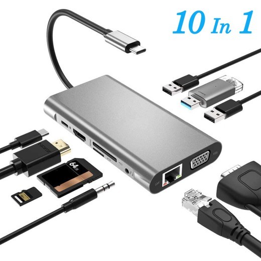 Base de expansión diez en uno USB tipo C a HDMI