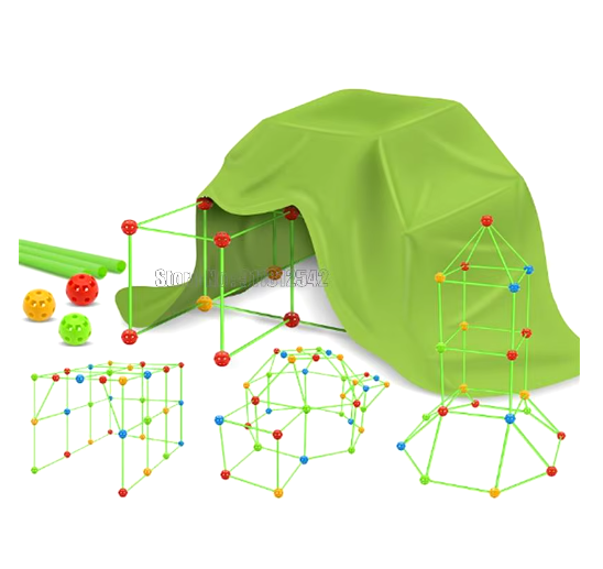 Kit de construcción creativo de túneles de castillo para regalo: 51 palos, 36 bolas y 1 tienda de campaña. Bloques de construcción.