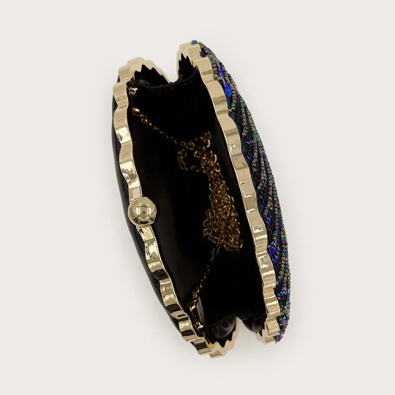 Bolso bandolera vintage con cuentas y cadena para mujer