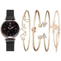 Conjunto de pulsera y reloj de cuarzo para mujer de moda.