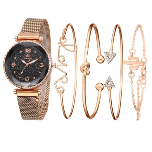 Conjunto de pulsera y reloj de cuarzo para mujer de moda.