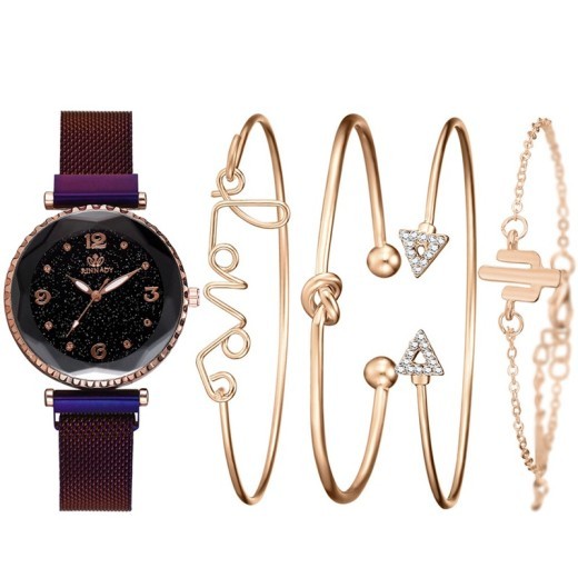 Conjunto de pulsera y reloj de cuarzo para mujer de moda.