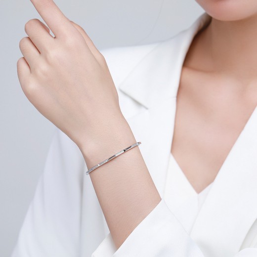 Pulsera de plata S925 para mujer, estilo coreano, con microincrustaciones, ligera y de lujo.