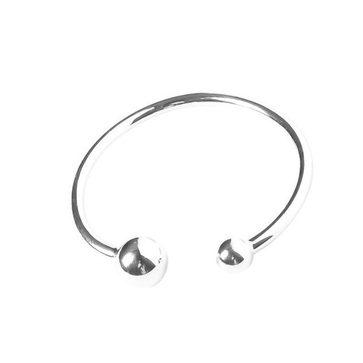 Pulsera de bola redonda con personalidad para mujer, estilo retro tailandés, color plata.