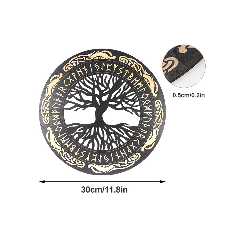 Arte de pared de madera con decoración vikinga nórdica