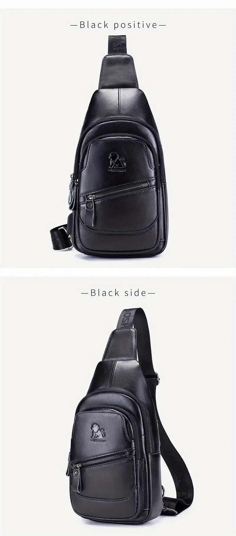 Bolso bandolera de cuero genuino premium para hombre con puerto de carga USB, correa ajustable, bandolera multibolsillos para aventuras al aire libre.