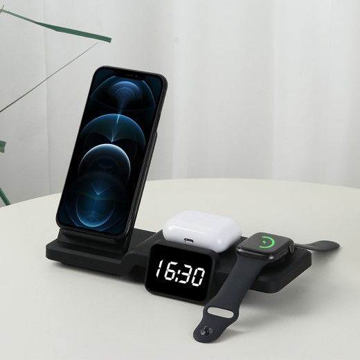 Compatible con Apple Watch Headset Cargador inalámbrico cuatro en uno Soporte de carga rápida para teléfono móvil con reloj