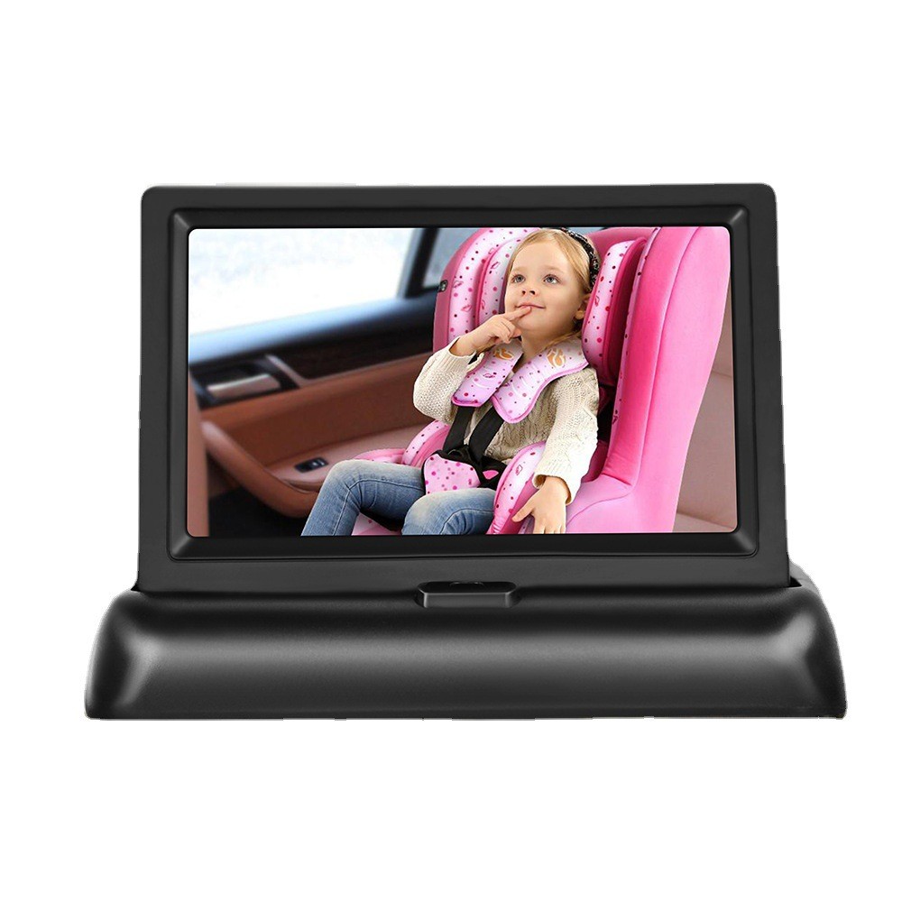 Pantalla plegable de 12-24 V para monitorizar imágenes de bebés en el coche con cable de alimentación para encendedor de cigarrillos, cámara de visión nocturna con ocho lámparas
