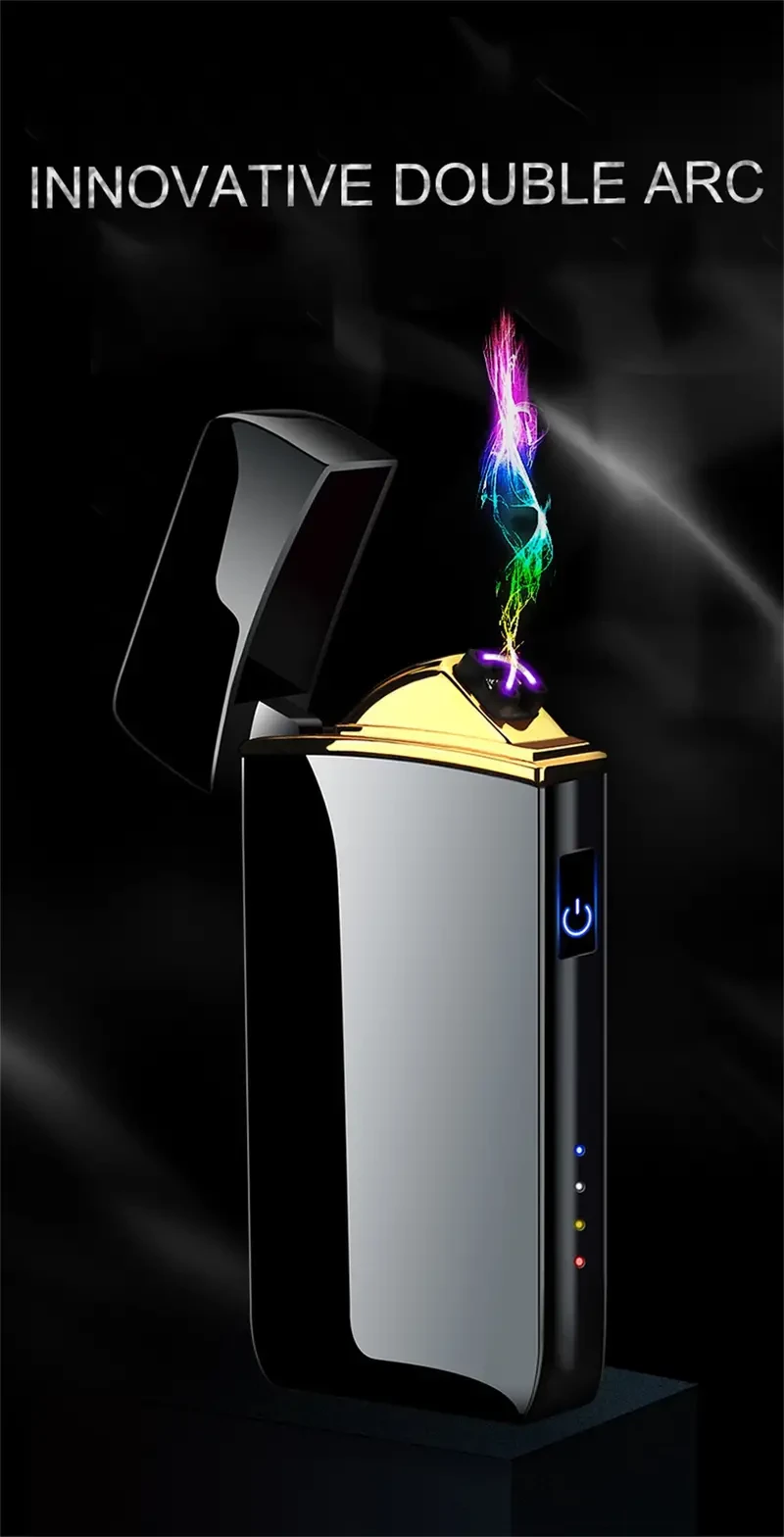 Encendedor USB de plasma de doble arco con tecnología a prueba de viento y pantalla LED de potencia