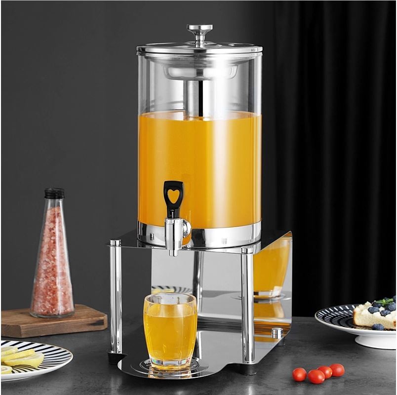 Dispensador de jugo de acero inoxidable cromado con soporte