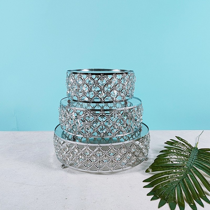 Soporte para tartas de cristal decorativo para casa, color plateado, SÓLO 3 piezas