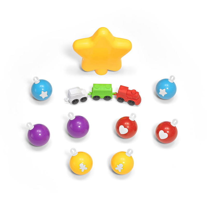 Tren de juguete con escena infantil de árbol de Navidad giratorio