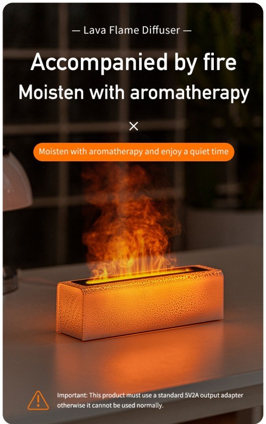 Humidificador de escritorio con aroma a llama colorida y lava creativa