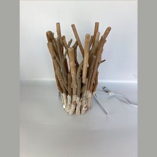 Lámpara de mesa decorativa nórdica retro creativa de madera flotante
