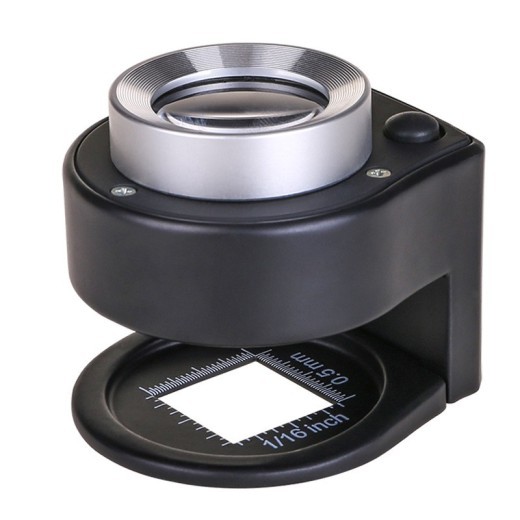 Espejo de tela con rejilla de impresión textil de metal de 30 aumentos, con ojo de paloma y luz detectora de dinero de 6 LED, lupa a escala A