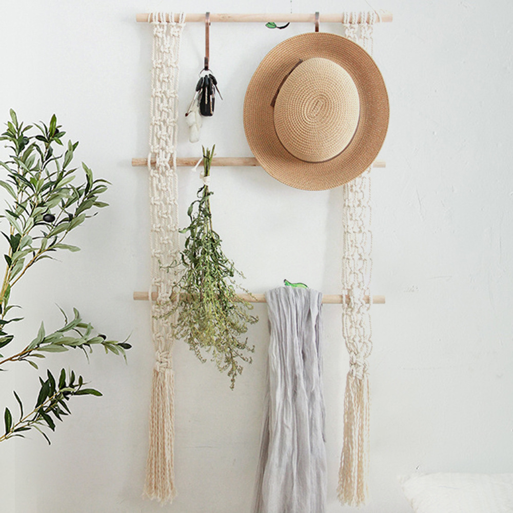 Tapiz bohemio de cuerda de algodón tejido a mano para decoración del hogar