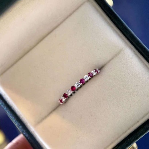 Anillo de diamantes de alto carbono 5A importado con zafiro rojo natural, anillo de diamantes, anillo de diamantes, anillo apilable de platino chapado en plata 925
