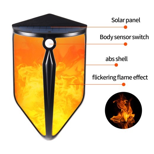 Lámpara de pared LED solar impermeable con sensor de movimiento para jardín
