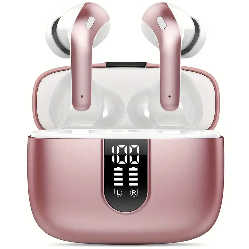 Auriculares inalámbricos LIFEBEE, 60 horas de reproducción con indicador LED de carga, estuche de carga rápida tipo C de 400 mAh, control táctil, sonido nítido con altavoces de 13 mm y micrófono de condensador. Auriculares intraaurales inalámbricos para j