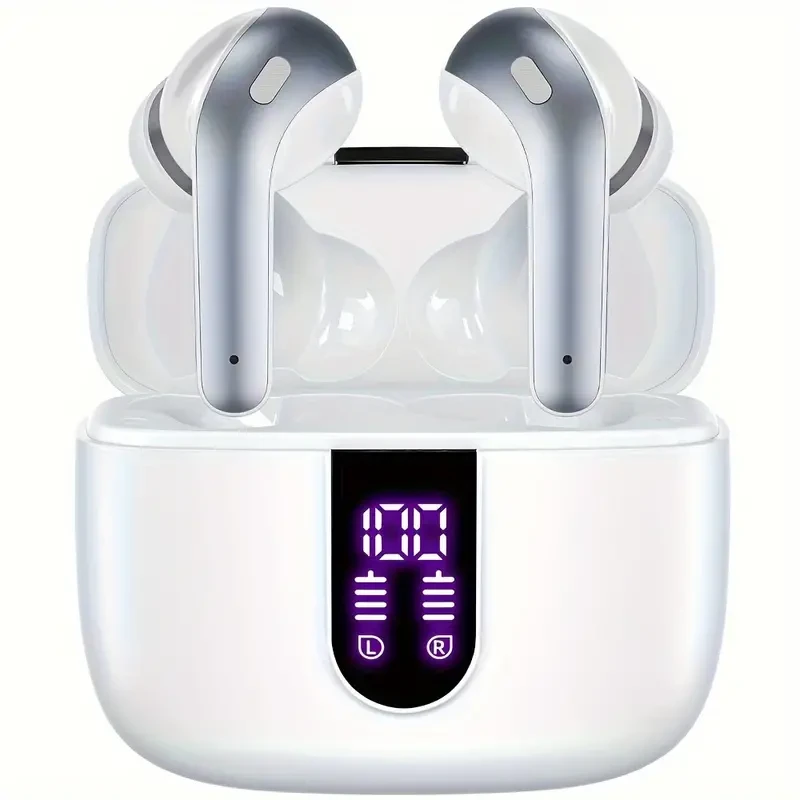 Auriculares inalámbricos LIFEBEE, 60 horas de reproducción con indicador LED de carga, estuche de carga rápida tipo C de 400 mAh, control táctil, sonido nítido con altavoces de 13 mm y micrófono de condensador. Auriculares intraaurales inalámbricos para j