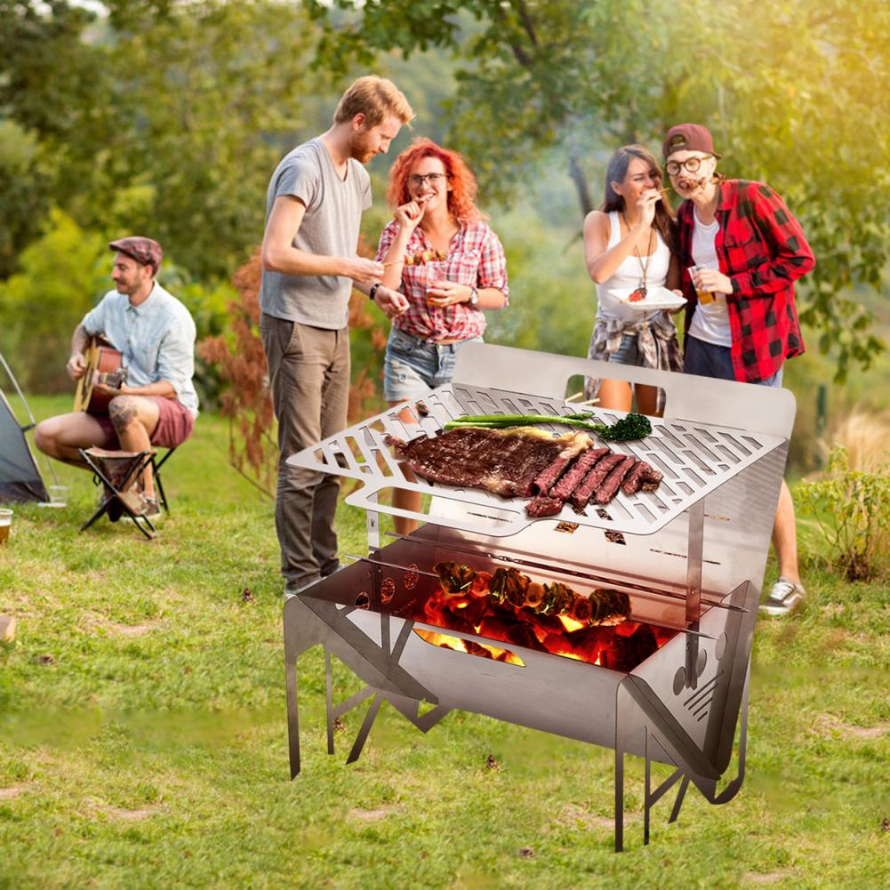 Parrilla individual portátil para exteriores de acero inoxidable