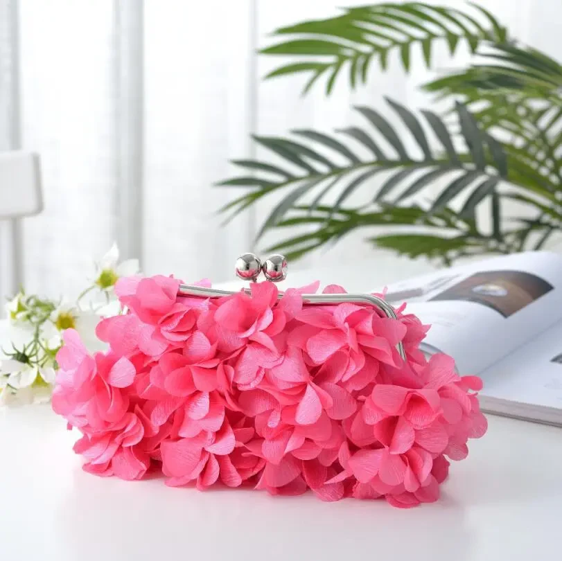 Bolso de mano estilo cheongsam para novia, con flores, para banquete de noche