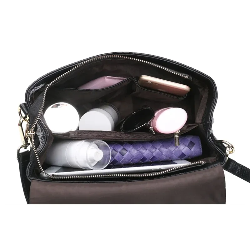 Bolso bandolera tejido de piel auténtica para mujer, pequeño, bandolera de hombro.