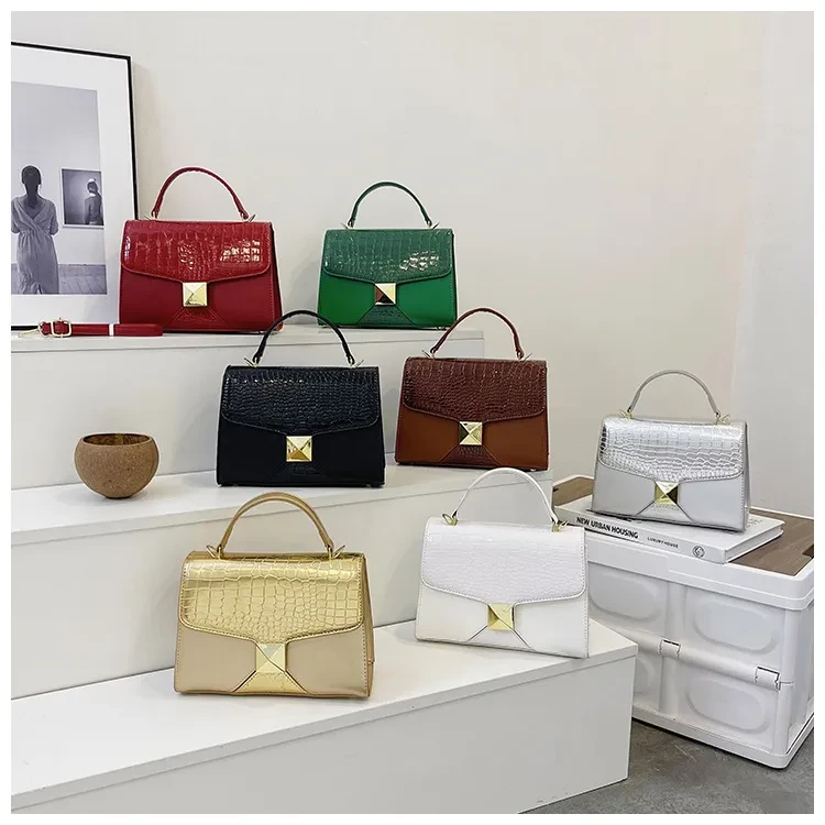 Bolso de hombro clásico para mujer, con diseño de piedra de minería y costuras cuadradas, combinable con todo.