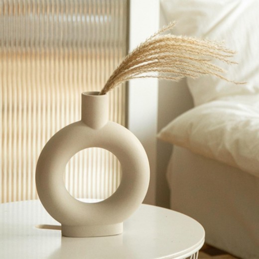 Jarrón de cerámica nórdica para decoración del hogar, blanco, vegetariano.