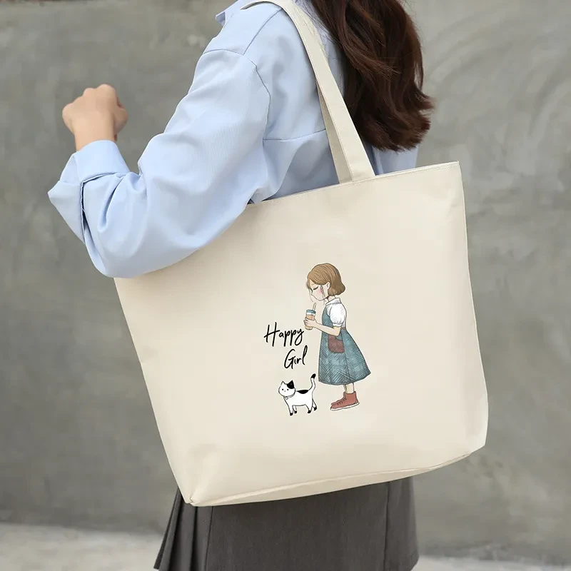 Bolso de lona para mujer, nuevo bolso de hombro, bolso de estudiante, una pieza