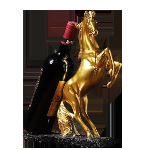 Estatua dorada de resina con forma de caballo, escultura decorativa para el hogar.