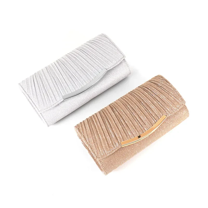 Bolso de cena para mujer, bandolera con cadena y solapa de color liso