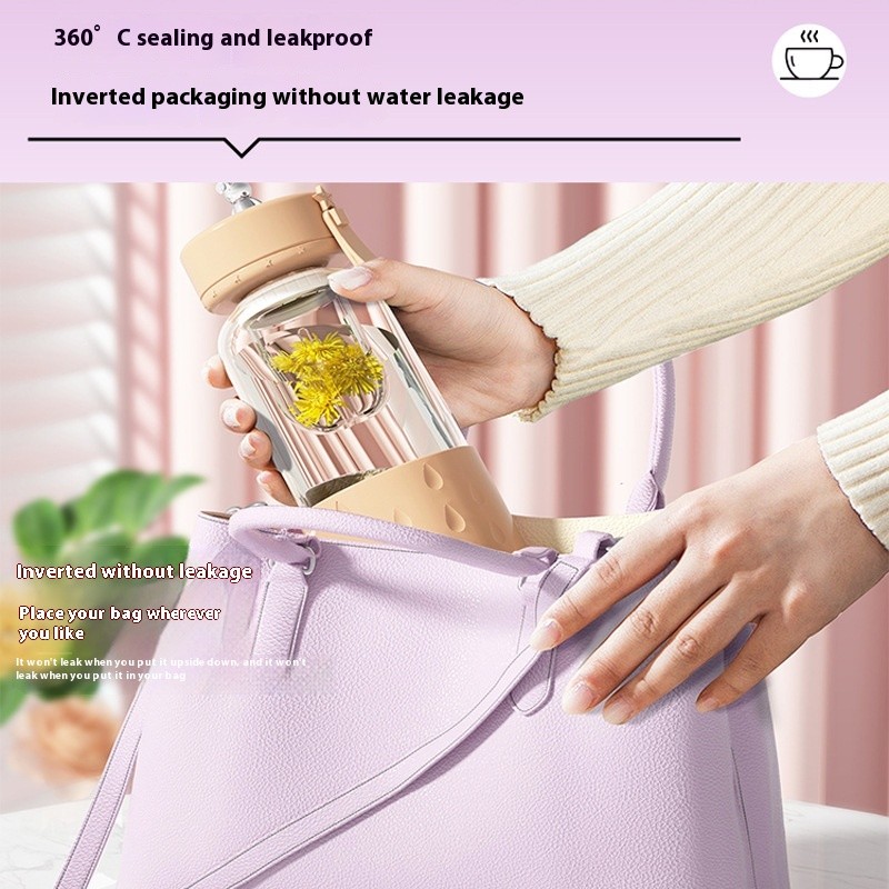 Taza de agua de vidrio magnética con separación de agua para té, sellada sin fugas, vaso con infusor, botella de agua con filtro para té