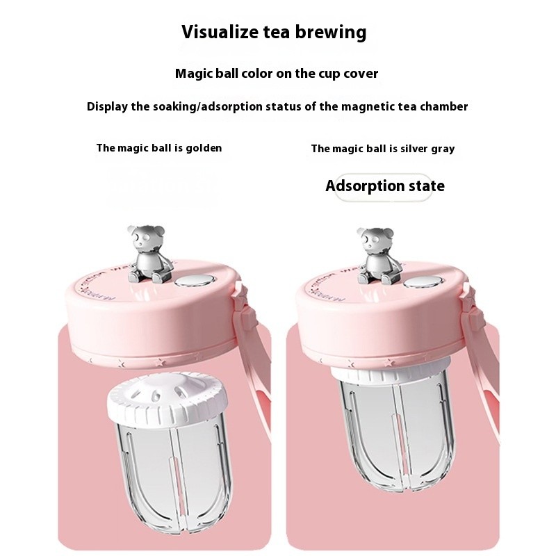 Taza de agua de vidrio magnética con separación de agua para té, sellada sin fugas, vaso con infusor, botella de agua con filtro para té